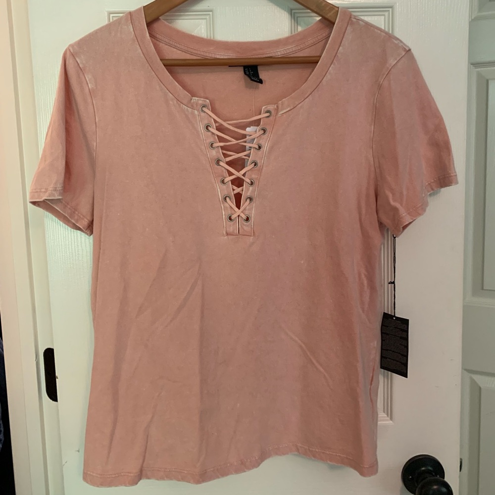 Forever 21 Pink Lace-up top